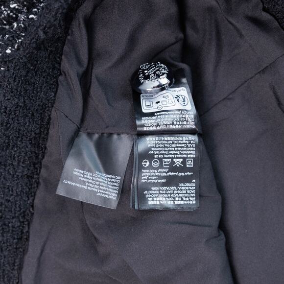 H&M Black White Textured Weave Wool Blend Tweed Lined Jacket Womens Size L - Picture 14 of 14